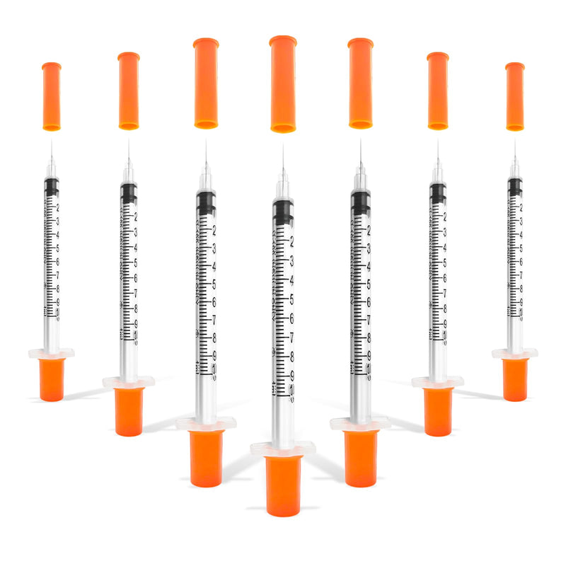 100 Pack U-100 1cc 31 Gauge 5/16 Inch Syringes with Needle, Individually Packed 100