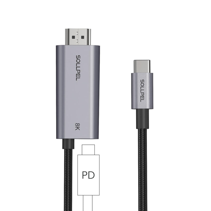 8K USB C to HDMI 2.1 Cable, 4K@240Hz with 140W Charging | 8K@60Hz/4K@240Hz, PD 140W charging, for MacBook/iPad/iPhone/Switch 2, plug & play, portable for TV/gaming, 6.6ft braided