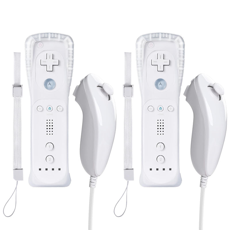 Zamia 2 Packs Upgrade Controller with Silicone Case and Wristband,Remote Controller Compatible for Wii/Wii U Games White 2Pack Left&Right