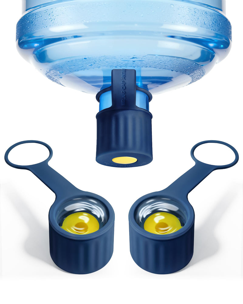 6-Packs Silicone Water Jug Cap, 2/3/4/5 Gallon Leak-Proof Replacement Cap for 55mm & 60mm Bottle Cap Standard/Screw/Crown Tops, Dishwasher Safe & BPA-Free (Dark Blue, 6 PACKS) Dark Blue