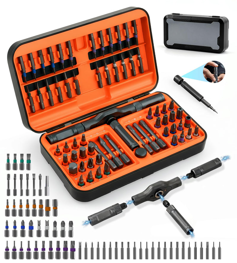 66 in 1 Magnetic Ratchet Screwdriver Set, Professional S2 Steel Precision Tool Kit with Allen Key & Hex Wrench, Ratcheting Driver for Furniture Assembly, Laptop Repair, Gift for Men