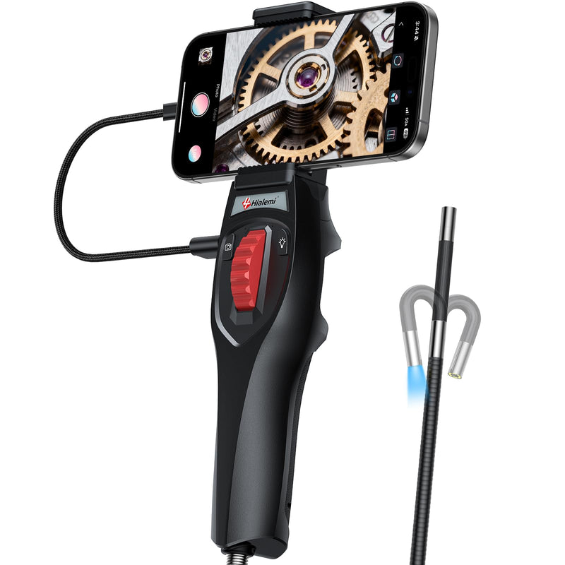 Two-Way Articulating Borescope, Phone Endoscope Camera with Light | 6.2mm Probe, 1080P HD, 5.3FT Cable, Ergonomic Design, Wide Phone Compatibility, for Automotive, Wall, Mechanics Inspection