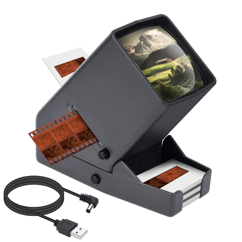 35mm Slide Viewer for Old Slides - Slide Viewer 3X Magnification and LED Lighted Slide Projector for Old Slides with USB Power Cable or Battery Operation