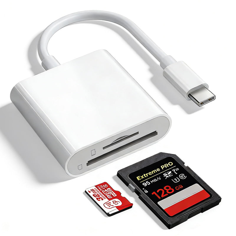 SD Card Reader for iPhone17/16/15,Memory Card Reader,Digital Camera Adapter to MacBook/USB-C Laptop,Support SD, Micro SD