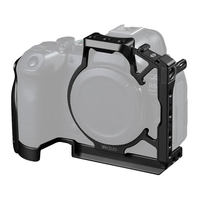 Camera Cage for Canon EOS R6 Mark II / R6, Lightweight 6061 Aluminum Alloy Modular Design R6 II Camera Rig Protective Frame with Arca Swiss Quick Release, Cold Shoe Mount (Black R6/R6II) Black R6/R6II