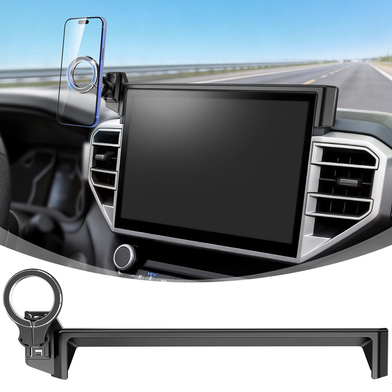 Car Phone Mount for Toyota Tundra 2022-2026 & Sequoia 2023 2024 2025 2026 | For 3rd Gen 14-Inch Screen, Magnetic Cell Holder for MagSafe iPhone Samsung, Strong Magnets, Portrait Landscape Rotation