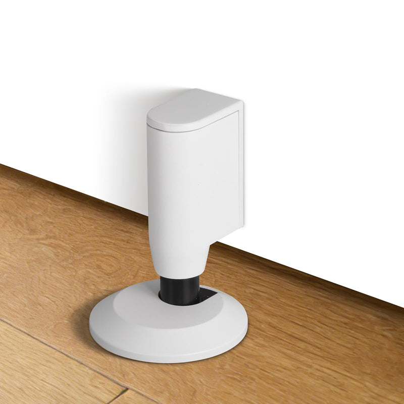 3 Pack Magnetic Door Stopper, Retractable Magnet Floor Door Stop with 0.4 in (10mm) Extension Base, Adhesive Door Magnetic Catch, Door Holder for Gaps Up to 1.4 in (35mm), White WT-3 3