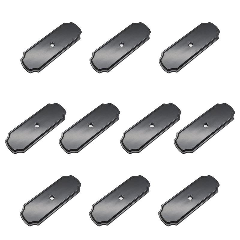 10 Packs Oil Rubbed Cabinet Knob Back Plates, 2.8 Inch Length and 1.0 Inch Width, Zinc Alloy Backplates Washers for Drawer Knobs Dresser Pull Handles (Black New) Black New