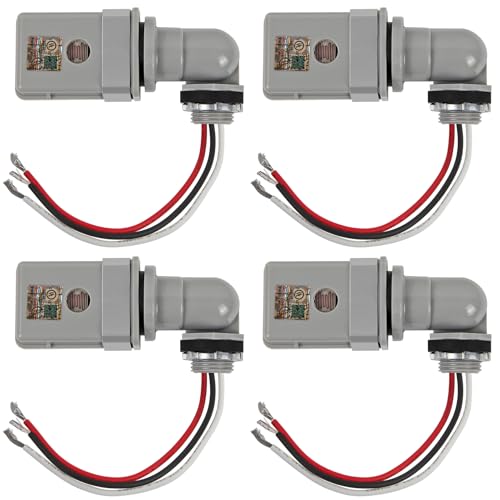 AITRIP 4-Pack Dusk to Dawn Sensor Photoelectric Switch,Photocell Sensor for Outdoor Lights, 120VAC 50/60 Hz Photocell IP54 Waterproof for Yard, Parking Lot and Street