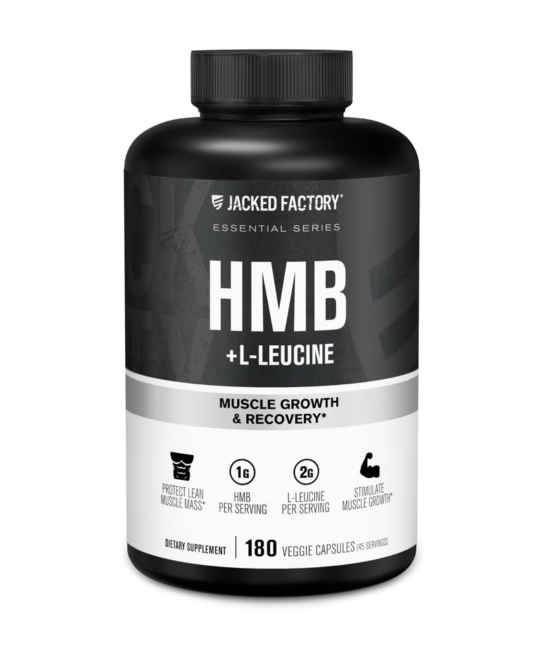 Jacked Factory HMB + Leucine Capsules - L-Leucine 2g, HMB 1g - Stimulate Muscle Growth, Protect Lean Muscle Mass, and Improve Athletic Performance - 180 Capsules 180 Count (Pack of 1)
