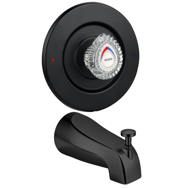 Shower Trim Kit and Tub Spout, Compatible with Moen T470 Chateau Shower Trim kit, for Moen 1225 Trim Kit, Includes Escutcheon, Tubes, Shower handle and Screws (Matte Black) Matte Black