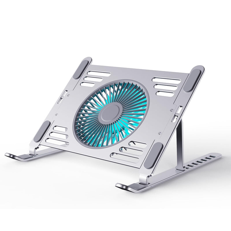 SHUWEI Portable Laptop Cooling Stand, Foldable & Adjustable Aluminum Stand with 3 Speed Powerful Quiet Fans, Ultra-Lightweight Ergonomic Cooling Pad for 17.3" Laptops (Silver, for 17.3" Laptop) Silver