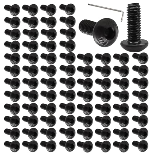 BokWin M3 x 8mm Hex Socket Button Head Cap Screws, 100-Pack