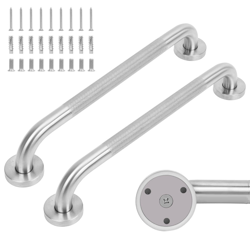 MrHAND Bathroom Safety Grab Bar for Seniors,2 Pack 18 inch,Knurled Brushed | SUS 304 Stainless Steel,Stain Finish,ADA Compliant,Easy Installation,Handicap Grab Bars,Anti-slip Shower Handles Satin