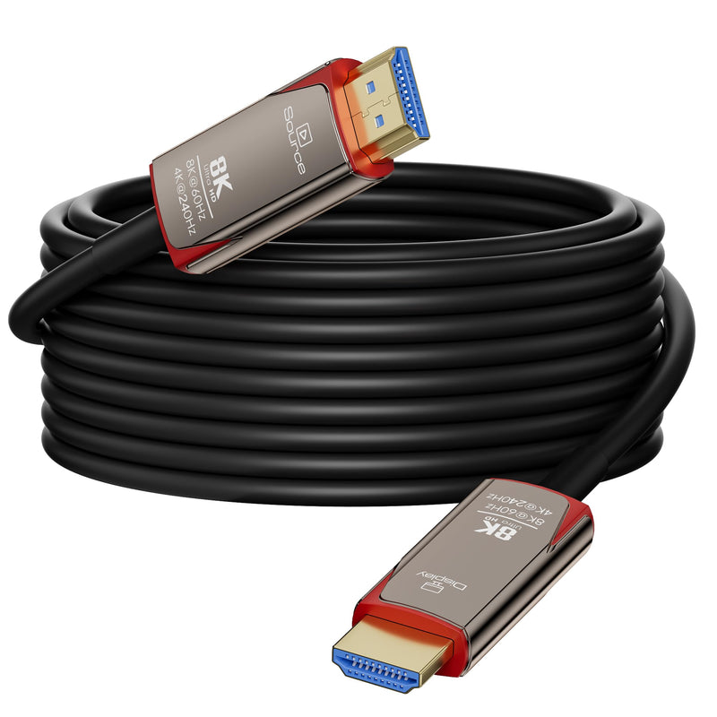 8K Fiber Optic HDMI 2.1 Cable 50ft, High Speed Fiber HDMI Cord 48Gbps, Long Active HDMI Cable, 48Gbps, 8K@60Hz 4K@120Hz, Dynamic HDR, eARC, HDCP 2.2&2.3, 3D, for PC, Monitor, PS5, PS4, Xbox, HDTV 50 Feet