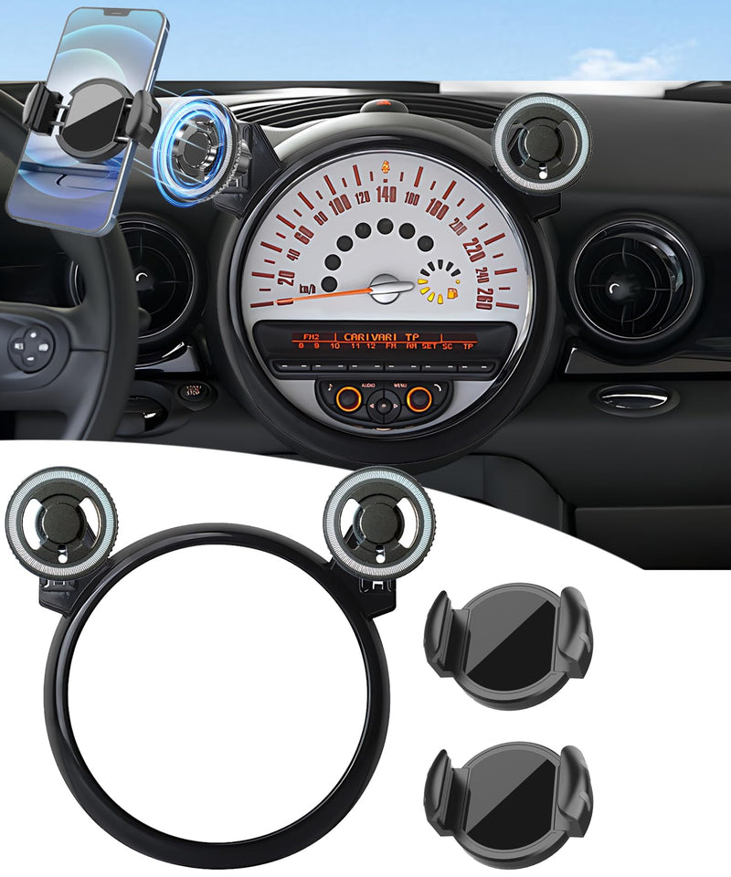 Car Phone Mount for BMW MINI Cooper 2007-2013 | 2007-2013 BMW MINI Cooper MagSafe Strong Magnets Cell Phone Holder, with Portable Phone Gripper 360° Rotation for 2007-2013 BMW MINI Cooper