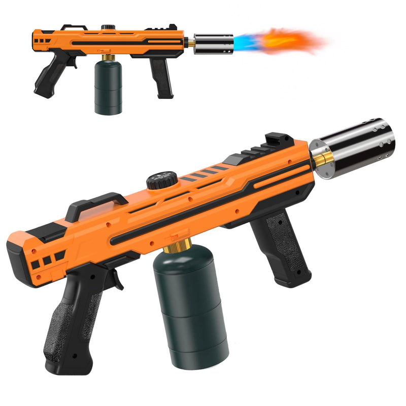 XIEEAOZEE Powerful Propane Torch Gun, Cooking Torch With Adjustable Flame, Flamethrower Kitchen Torch Burner Gas Welding Kits for Grill, BBQ, Campfire, Camping (Propane Tank Not Included) Orange