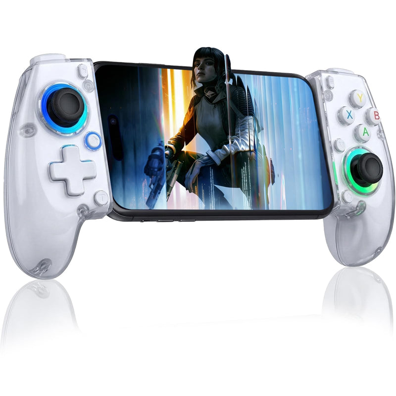 Phone Controller for iPhone 17/16/15/Android/PC/Switch, Wireless Mobile Gaming Controller with 8-Color RGB Lighting, Turbo, Bluetooth Gamepad Joystick Remote Play for PS5/PS4/Xbox/PC, Cloud Gaming