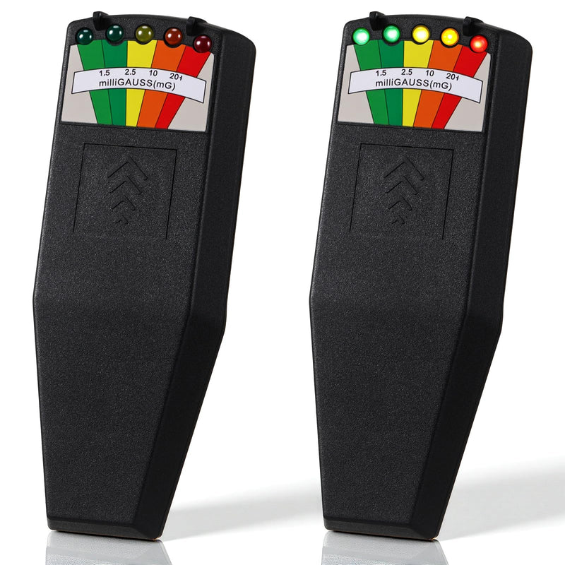 Sabary 2 Pack EMF Meter Detector for Ghost Hunting Equipment Tester, 5 LED Magnetic Field Detector for Home, Office & Outdoor Inspections, 9V Batteries Required (Not Included)
