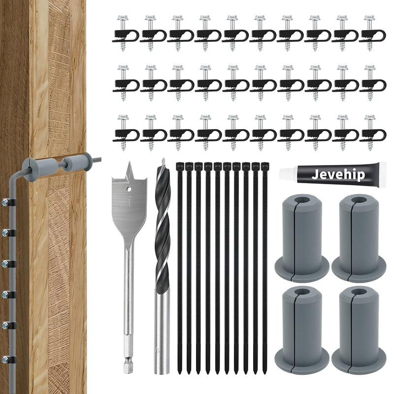 Cable Routing Kit for Starlink, 3/4" Wall Pass Through Grommet Kit with 1″ and 5/16″ Drill Bit, Wall Wire Clips, Cable Ties, Compatible with Starlink Gen 2/3 Mini & Dish Ethernet Installation