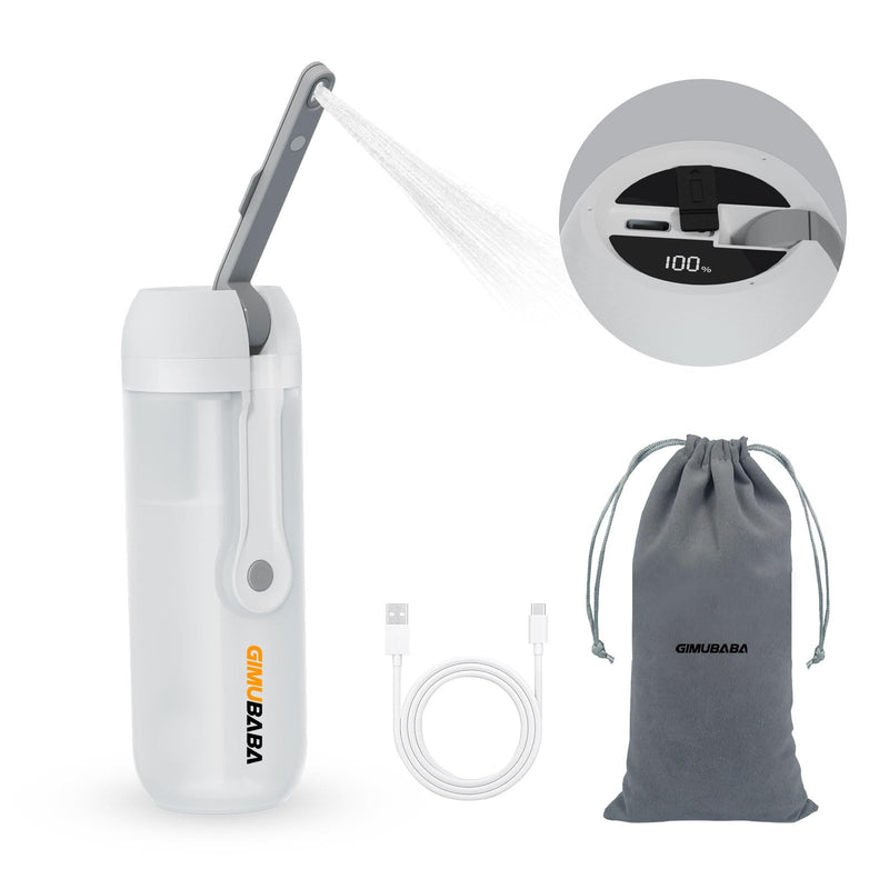 Portable Electric Bidet for Travel with 180° Adjustable Nozzle, Strong Water Pressure- Handheld Rechargeable USB-C Bidet,350ml IPX6 Waterproof Personal Hygiene Cleaner for Postpartum Women, Camping white-grey