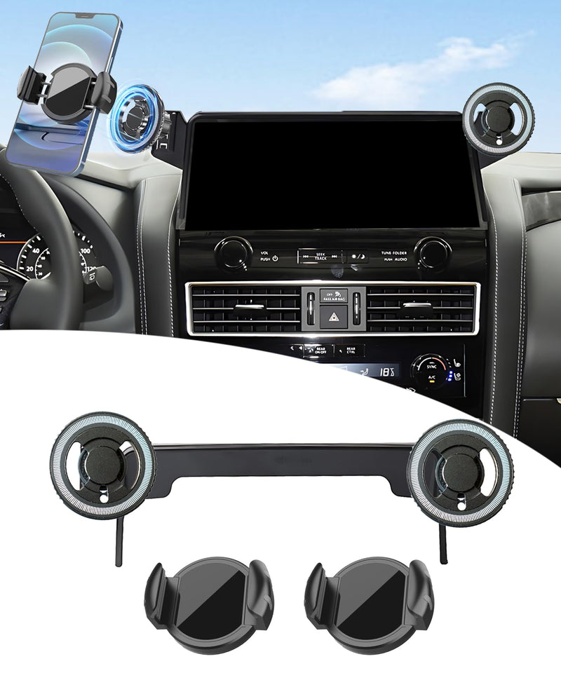Car Phone Mount for Nissan Armada/Infiniti QX80 12.3 Inch Screen | 2021-2024 Nissan Armada/2022-2024 Infiniti QX80 MagSafe Magnets Cell Phone Holder, with Portable Phone Gripper 360° Rotation for 21-24 Armada/22-24 Infiniti QX80(12.3 Inch)