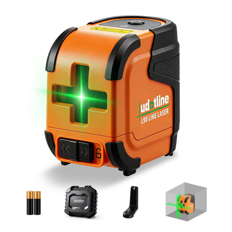 Pocket Cross-line lasers level Green L90 lazer leveler tools | Compact and Durable, Self-Leveling with Pendulum Lock, Withstands 4-FT Drops, Ideal for Picture Hanging, Cabinets, Tile, DIY L90 Green Laser Set