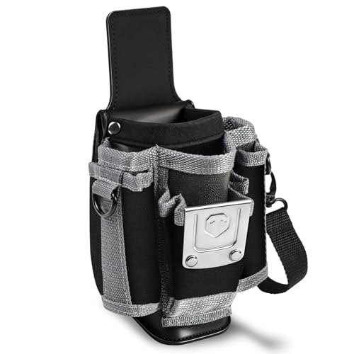 Upgraded Tool Pouch with Belt Clip Replace for MP1X, Leather Backed Small-Sized Tool Pouch– 9 Pockets, Professional Electrician Tool Pouch for Electricians, Carpenters, Repairmen, and DIY etc