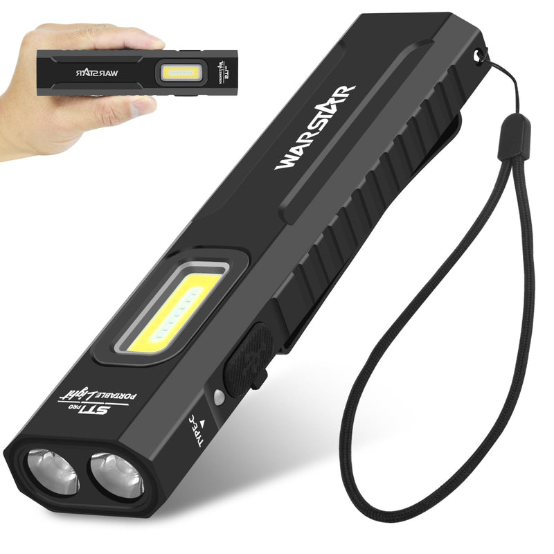 Rechargeable EDC Flashlight, 1500 Lumens Flat Pocket Flashlight with UV Light, Magnetic Base and Pocket Clip, USB-C Portable Flash Light for Camping, Home, Emergency, Car Repair