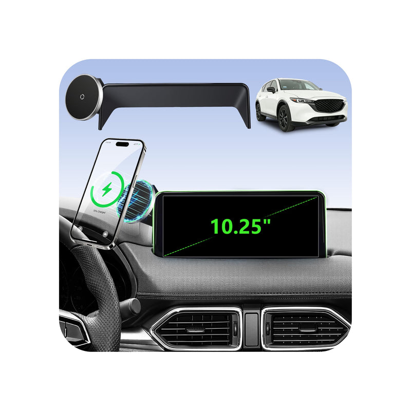 Car Phone Holder for Mazda CX5 (2021-2025, 10.25" Screen Only), MagSafe Car Mount Charger, Magnetic Phone Holder, 15W Wireless Charging, 360° & Hands Free, with Storage Box, CX-5 Interior Accessories Mazda CX5 | 2021-2025