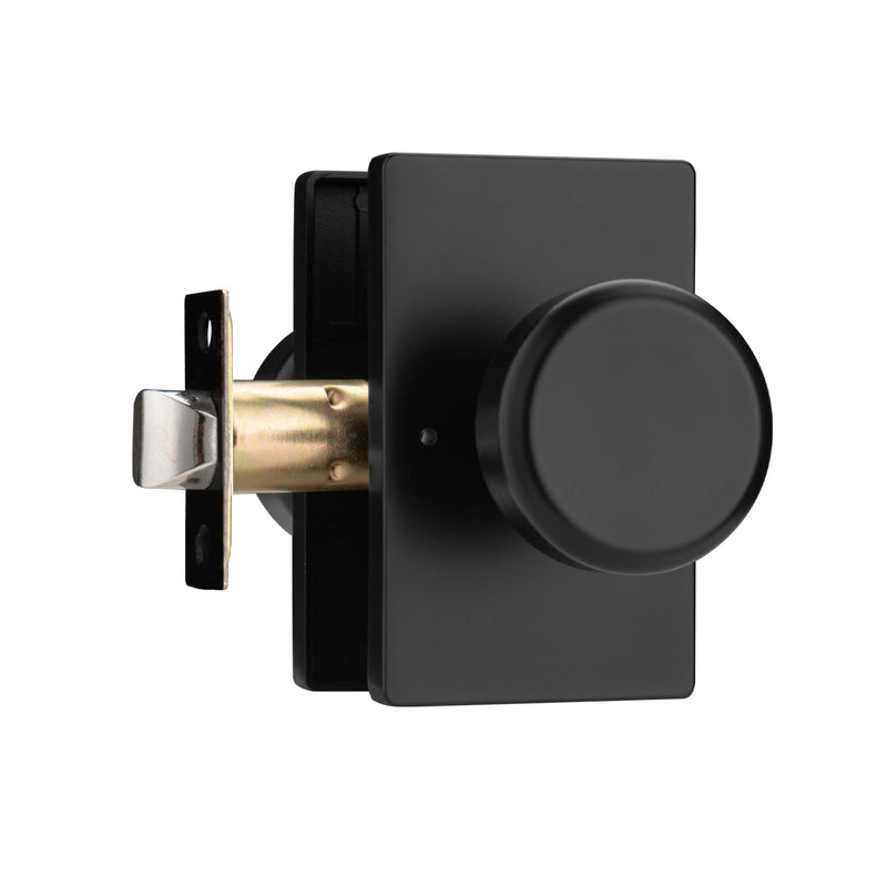 parro Black Door Knob Interior for Bath & Bedroom, Bathroom Door Knob with Push Lock, Privacy Interior Door Handle with Lock Matt Black