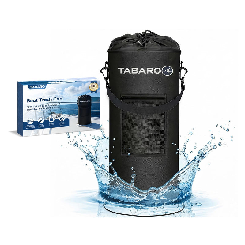 Boat Accessories, Boat Trash Can Fits 10-13 Gallon Bags, Reusable Marine Trash Bag, Odor & Leak Resistant, Easy Mount for Fishing, RV, Kayak & Pontoon Boats, Cool Boating Gifts for Men & Father’s Day Black