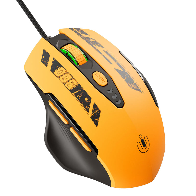 Uineer Wired Gaming Mouse, USB-A Mouse with 6 Programmable Buttons | Adjustable DPI up to 7200 ,RGB Lighting, ,Ergonomic Grip, Plug and Play for PC Gaming, Office, Laptop