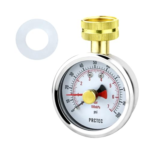 2.5'' Dial Size Water Pressure Gauge,3/4 Inch Female Hose Thread,Waterproof Pressure Gauge, Water Pressure Tester for Home and Garden (Memory Pointer 0-100psi) Memory Pointer 0-100psi