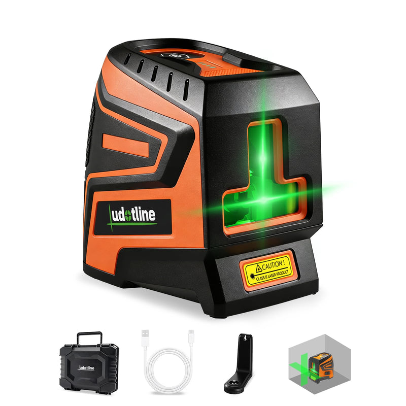 Lasers Level, 2-Line Green Self-Leveling Cross Line Laser, USB-C | Auto self-levels in 2 seconds with ±3mm accuracy at 10m. Manual mode supports angled layouts and custom projects Basic Kit – Magnetic Mount + Hard Case