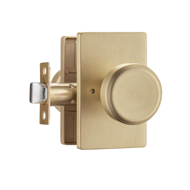 parro Gold Door Knob Interior for Bath & Bedroom, Bathroom Door Knob with Push Lock, Privacy Interior Door Handle with Lock Satin Brass