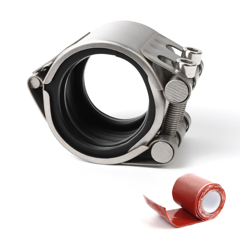 Upgraded Pipe Repair Clamp with M1 Self-Adhesive Leak-Sealing Tape | 304 Stainless Steel Rust-Proof Emergency Pipe Repair Kit for Plastic & Metal Pipes, 1-1/2"(47-51mm) 1-1/2"(47-51mm)