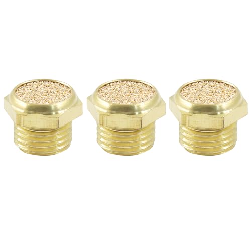 Bonsicoky Brass Pneumatic Exhaust Mufflers, 3 Pack, 1/4" Male Thread