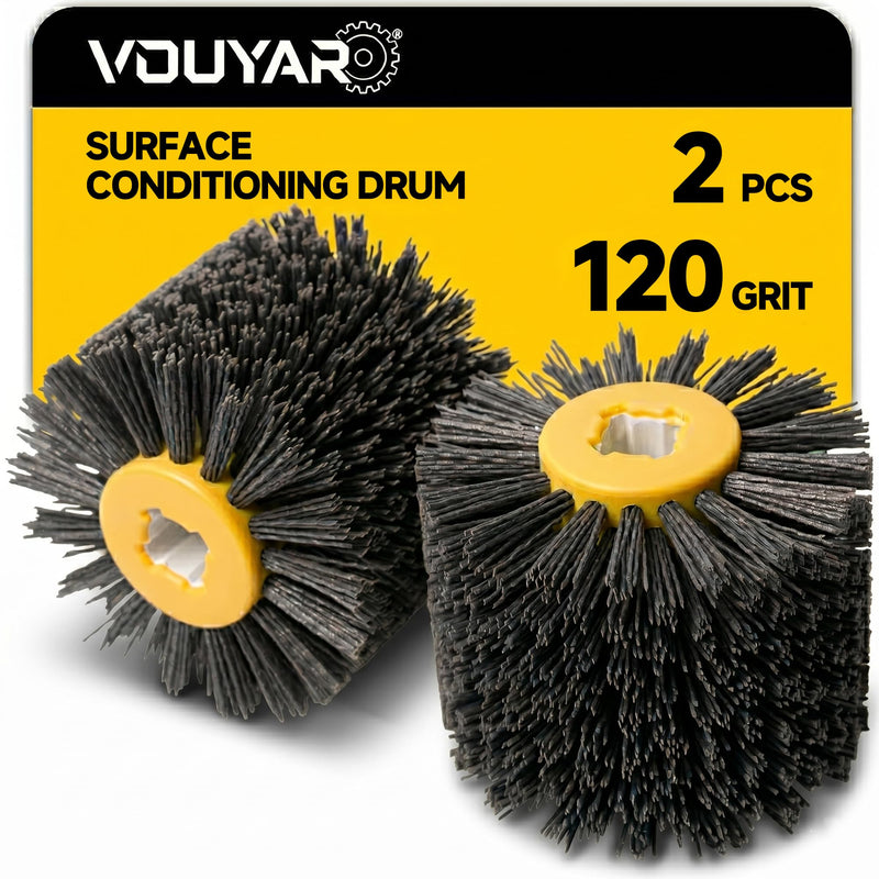 2 Pcs Burnishing Wheel 120 Grit Stripping Drum, 4.5" x 4" Abrasive Drawing Wheel Drum, Surface Conditioning Tool Drum for Metal, Wood, Plastic Nylon 120#