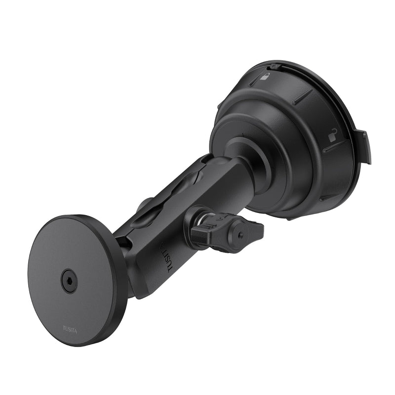 TUSITA Magnetic Car Phone Holder - Twist Lock Suction Cup Base with Double Socket Arm Compatible with Magsafe