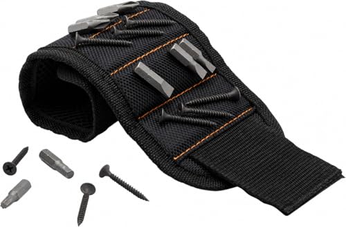 Magnetic Wristband for Men & Women – 10 Strong Magnets for Holding Screws, Nails, Drill Bits – Adjustable 1680D Ballistic Nylon Tool Holder – Cool Handyman Gadgets & DIY Black 10_magnet