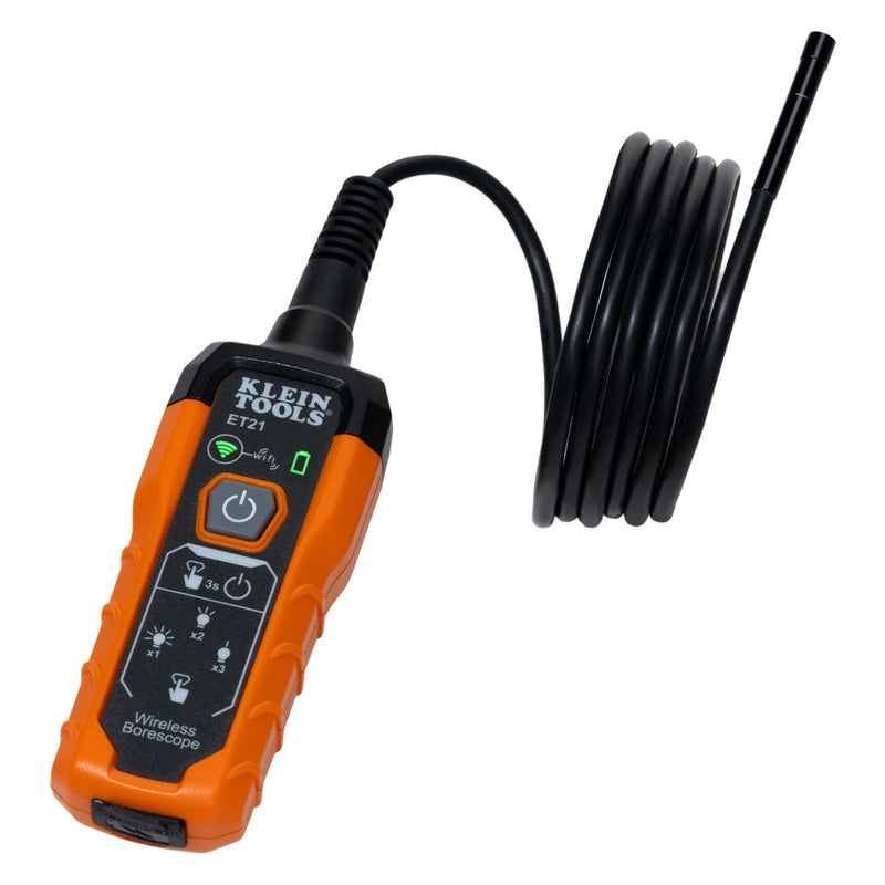 Klein Tools ET21 WiFi Borescope with Light, Inspection Camera for iPhone and Android, Waterproof Camera, IP67 Rated, Adjustable LED Lighting 5 Ft 0.22 in High Flex Snake