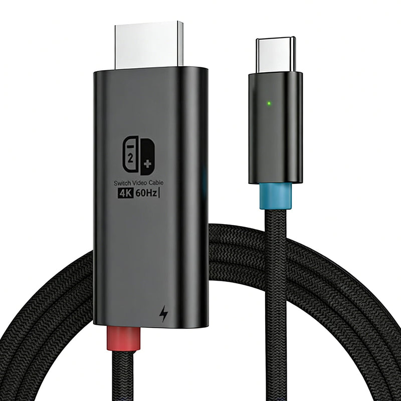 USB C to HDMI Cable Adapter for Switch 2 Dock Station, 4K@60Hz HDR, 6.6ft PD3.0 100W, Portable Travel TV Dock Connector Compatible with Nintendo Switch 2 (V22+)/2017/OLED, Steam Deck, ROG Ally