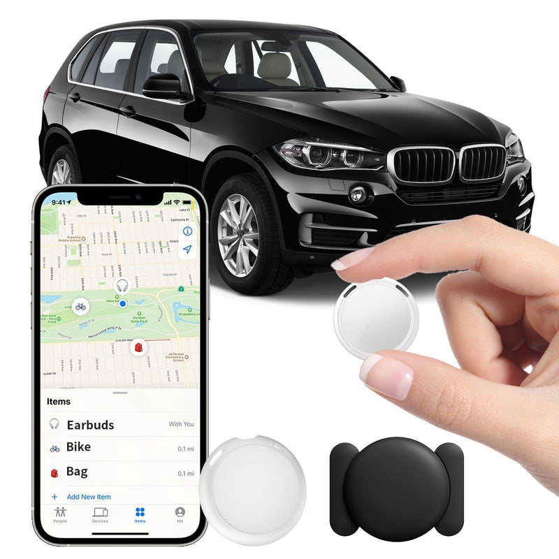 GPS Tracker for Vehicle Works with Find My(iOS Only)Hidden Mini Car Tracker | Waterproof Magnetic Case Global Real-Time Item Locator Key Tracking Devices for Vehicles No Subscription No SIM Card Required White