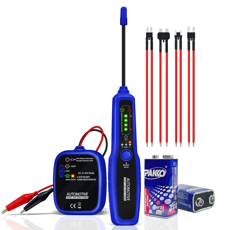 Automotive Wire Tracer Electrical Open & Short Finder Circuit Tester Wire Breaker Finder Fault Probe Kit Cable Toner Wire Tracker Continuity Test for DC 6-42V