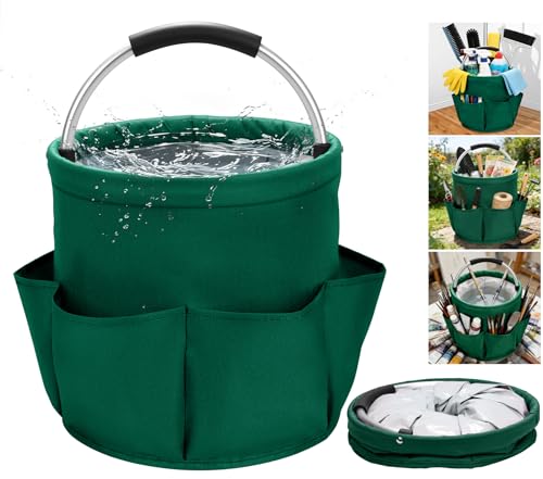 17L Foldable Waterproof Storage Basket with 6 Pockets,Dark Green 17L Dark Green