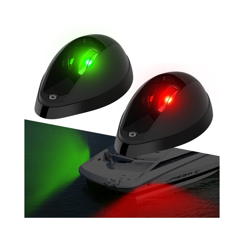 Boat Navigation Lights Side Mount, Red and Green Bow Lights for Boats LED Waterproof IP67, Marine Navigation Boat Light for Pontoon, Fishing, Bass & Jon Boats Black