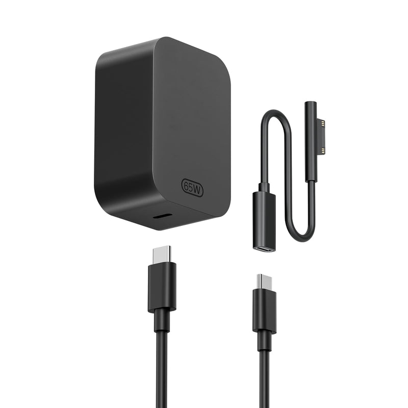 65W Charger for Microsoft Surface Pro 11, 10, 9, 8, 7+, 7, X, 6, 5, 4, 3, 2-in-1 Power Adapter for Windows Surface Laptop 7/6/5/4/3/2/1, Go Tablet, Book 3/2/1, 6.6ft USB-C Cable, Original Quality