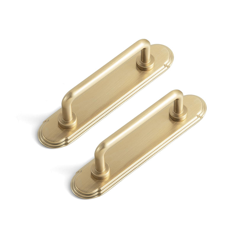 Goo-Ki Champagne Bronze Cabinet Pulls with Backplate, 3 Inch Hole Centers, 2 Pack Modern Transitional Drawer Handles, Zinc Alloy Hardware for Kitchen Cupboard, Bathroom Vanity, Dresser 3" Center to Center Orbit Rim