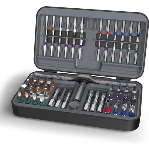 66 in 1 Magnetic Screwdriver Set, S2 Steel Bits Ratchet Screwdriver Tool Set, Portable Repair Tool Kit for Furniture, Computer, Bicycle, Electronics – Gift for Men Dad Black 66pcs
